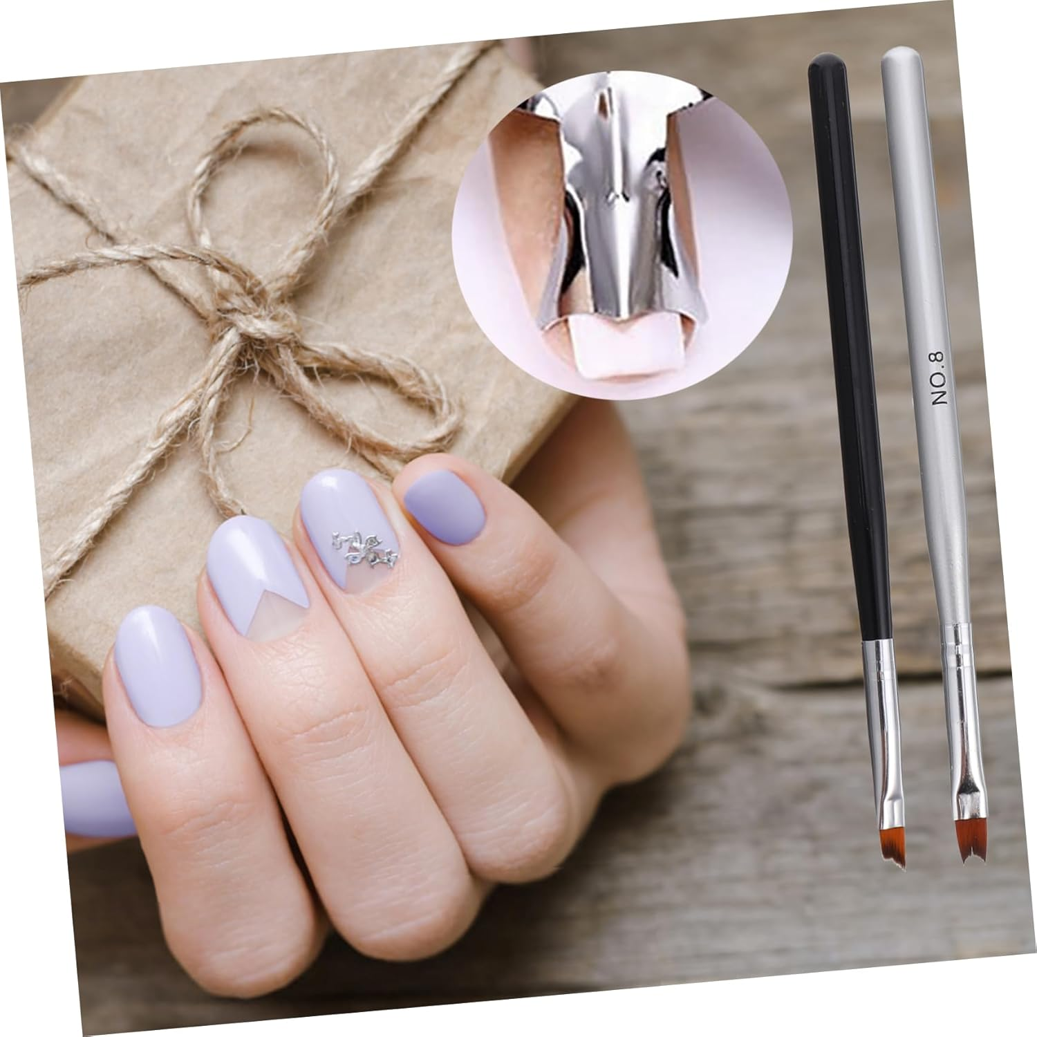 Baluue 8Pcs French Manicure Nail Template French Nail Line Cutter Stainless Steel Manicure Trimmer Tool image number 6