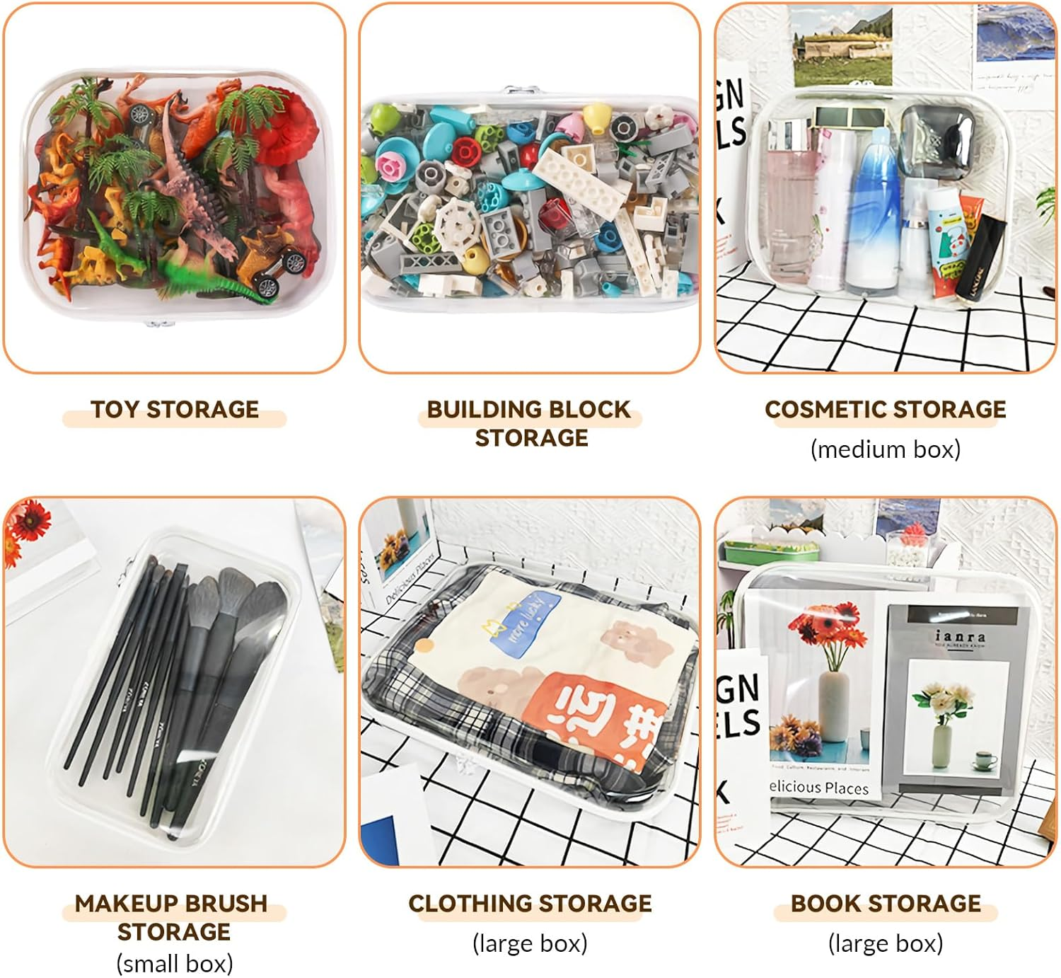 2Er Pack Clear Hard Shell Zipper Case,Clear Zipper Pouches for Small Items, Toys, Building Blocks, Puzzles, Cosmetics,Semi-Hard Travel Storage Bag Toiletries Zipper Storage Bag (25X20X5Cm) image number 2