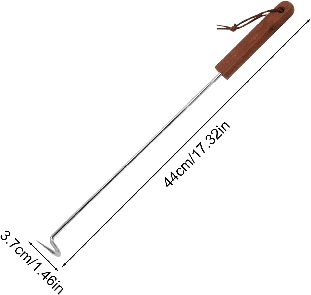 Meat Hook Flipper - Meat Turner Hook - Cooking Gadget, Food Twister with Wooden Handle for Grilling image number 3