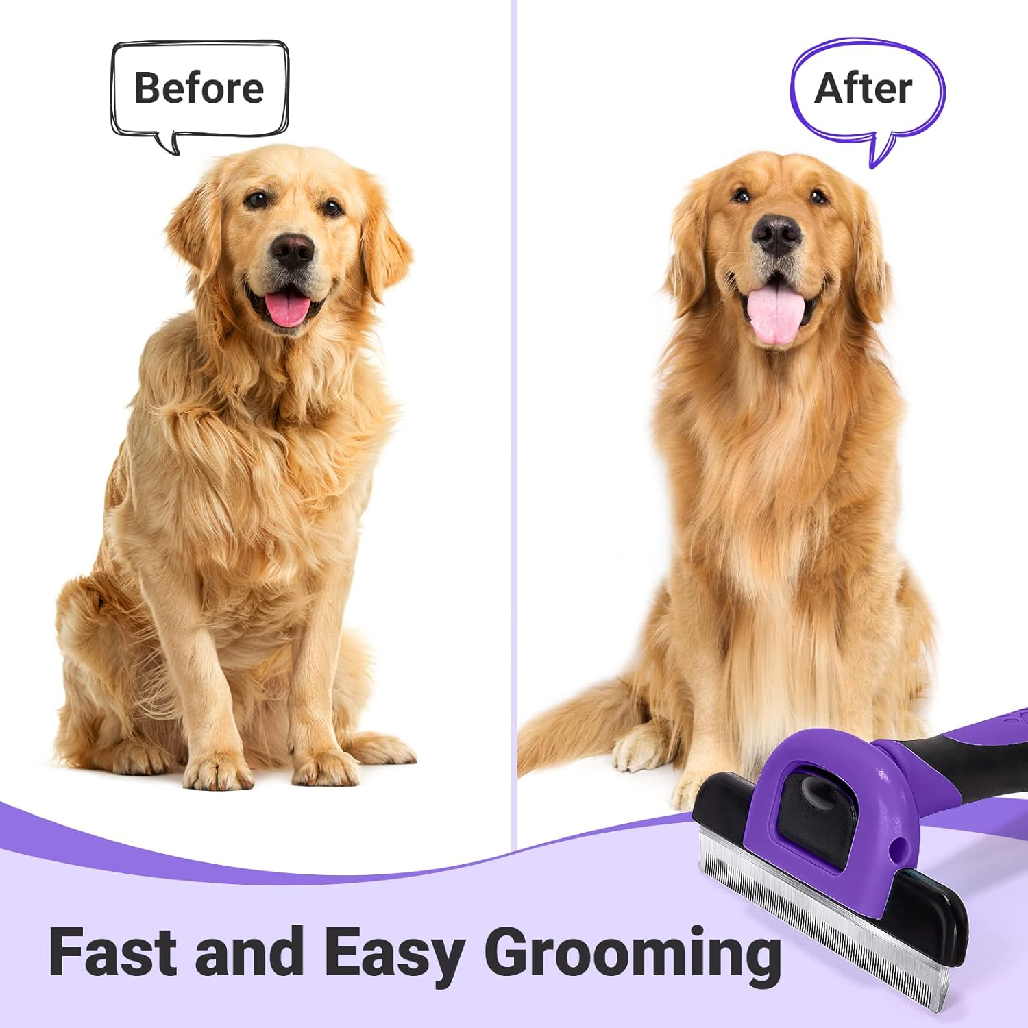 MIU COLOR Pet Grooming Brush, Deshedding Tool for Dogs & Cats, Effectively Reduces Shedding by up to 95% for Short Medium and Long Pet Hair, Purple image number 2