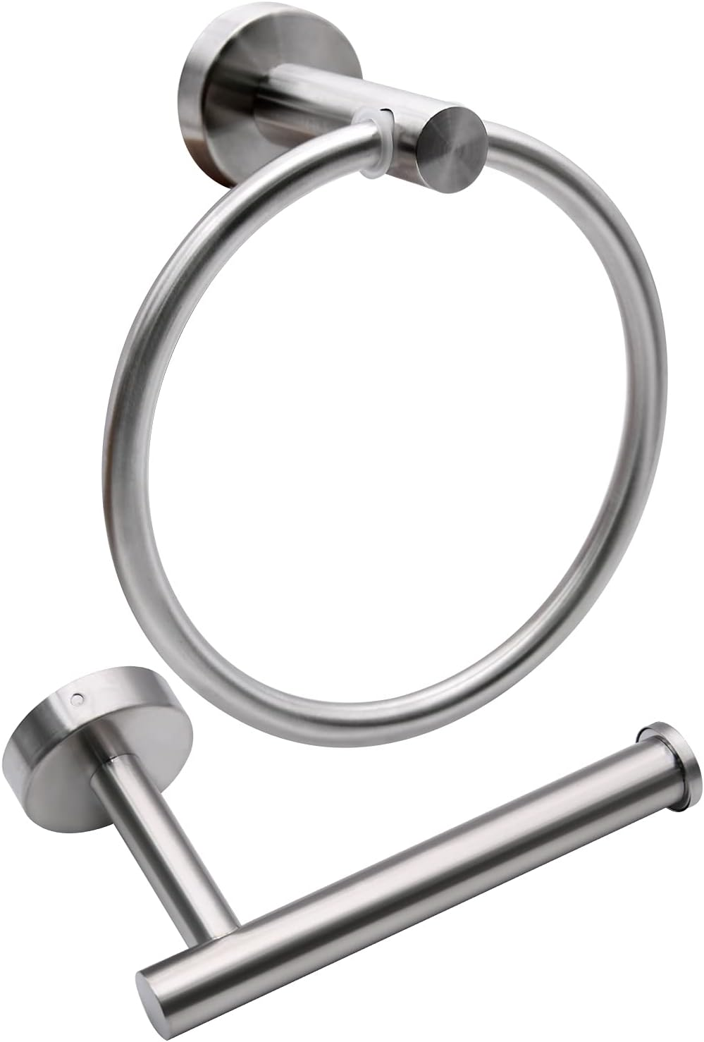 2Pcs Matte Black Toilet Paper Holder and Towel Ring Set, Stainless Steel Hand Towel Holder and Towel Hanger with Hardware Pack