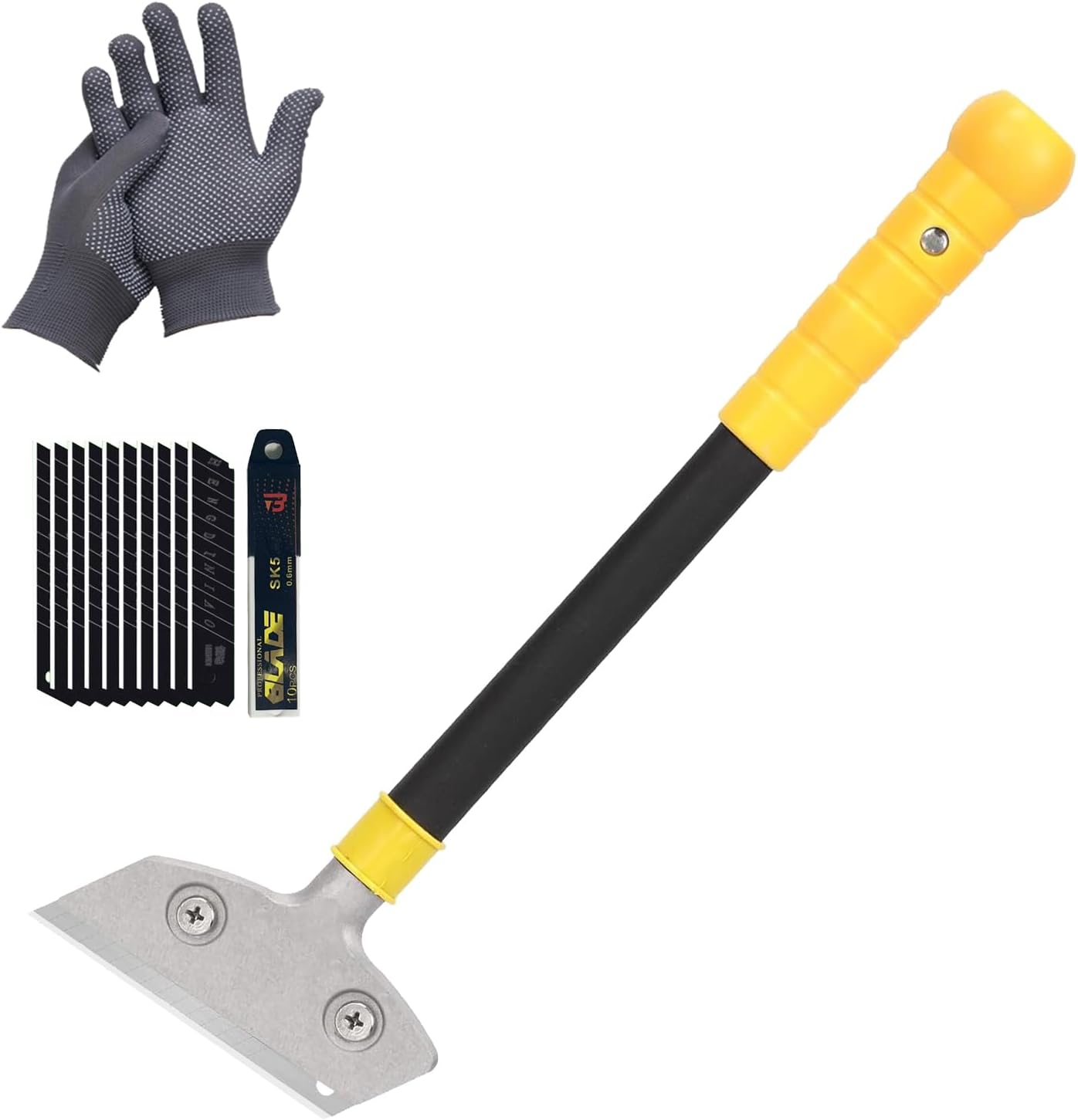 Heavy Duty Razor Blade Scraper with 30Cm Long Handle- Cleaning Scraper Tool - 10 Replacement Blades - Remove Paint, Stickers, Adhesives, Cement from Floors&Walls - Multi-Functional Scraping Cutter image number 2
