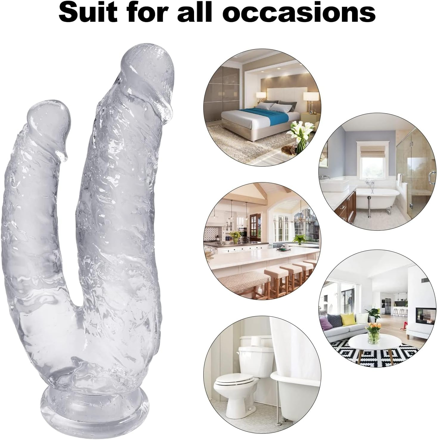 8.26 Inch Double Ended Realistic Dildos, Big Silicone Dildo Adult Sex Toy with Suction Cup Base for Hands-Free Play, Soft Fantasy Lifelike Dildo for G-Spot and Anal Play Sex Toys for Women Transparent image number 6