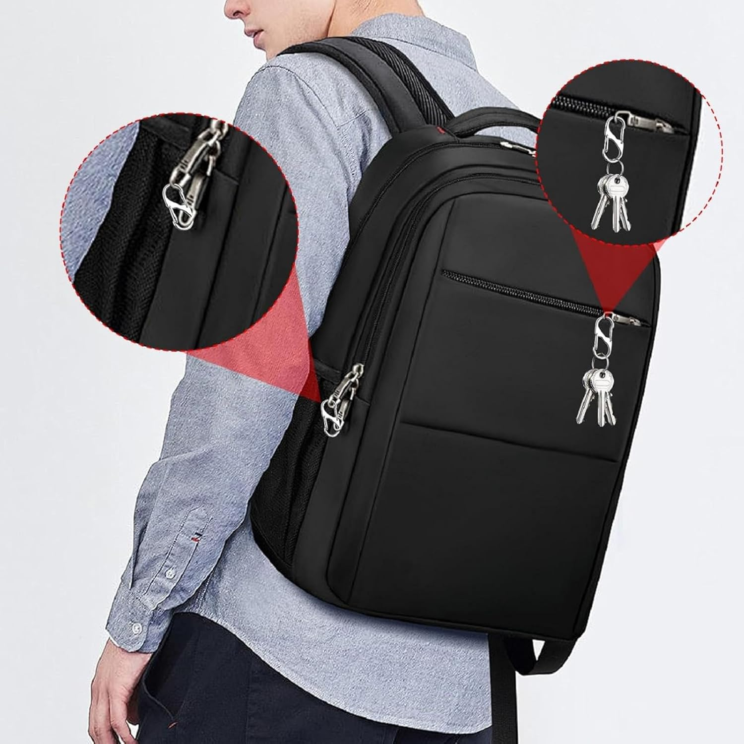 30Pcs Zipper Locks, Dual S Shaped Carabiner Clips, 3 Size Zipper Pull Replacement, Backpack Zipper Pulls Keep Zippers Closed, for Luggage Suitcase, Quick Clip Theft Deterrent (Silvery) image number 3