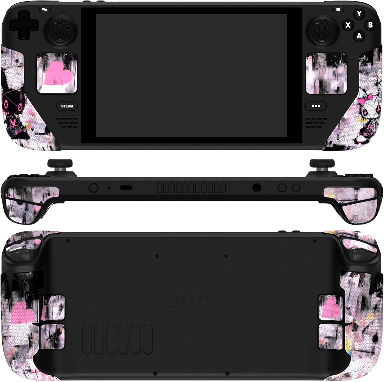 Playvital Premium Split Handle Grips for Steam Deck LCD & OLED - Soft Rubber Pads, Trackpads Skin, Trigger Back Button with Thumb Grips - Hexagonal Diamond Textured Lovely Punky Bunny - Hexagonal Clown Hahaha image number 2