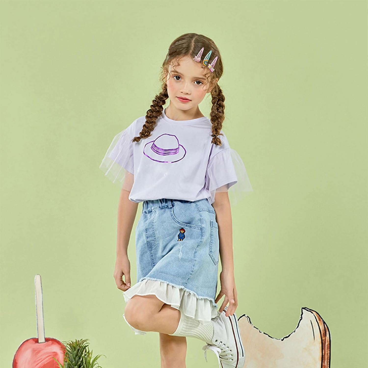 Mrltau Pack of 12 Children'S Hair Clips, Multicoloured, Unicorn Hair Clips for Girls, Hair Clips, Girls' Hair Clips, Cartoon Clips, Children, Hair Clips Girls. image number 2