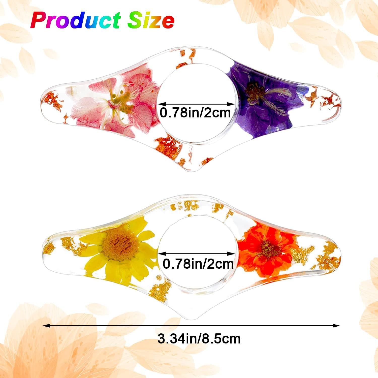 WADY 2 Pieces Dried Flower Resin Book Page Holder Transparent Thumb Ring Handmade Personalized Flower Resin Bookmark Reading Accessories Gift for Teachers Book Lovers Literary (Fresh Style) image number 6