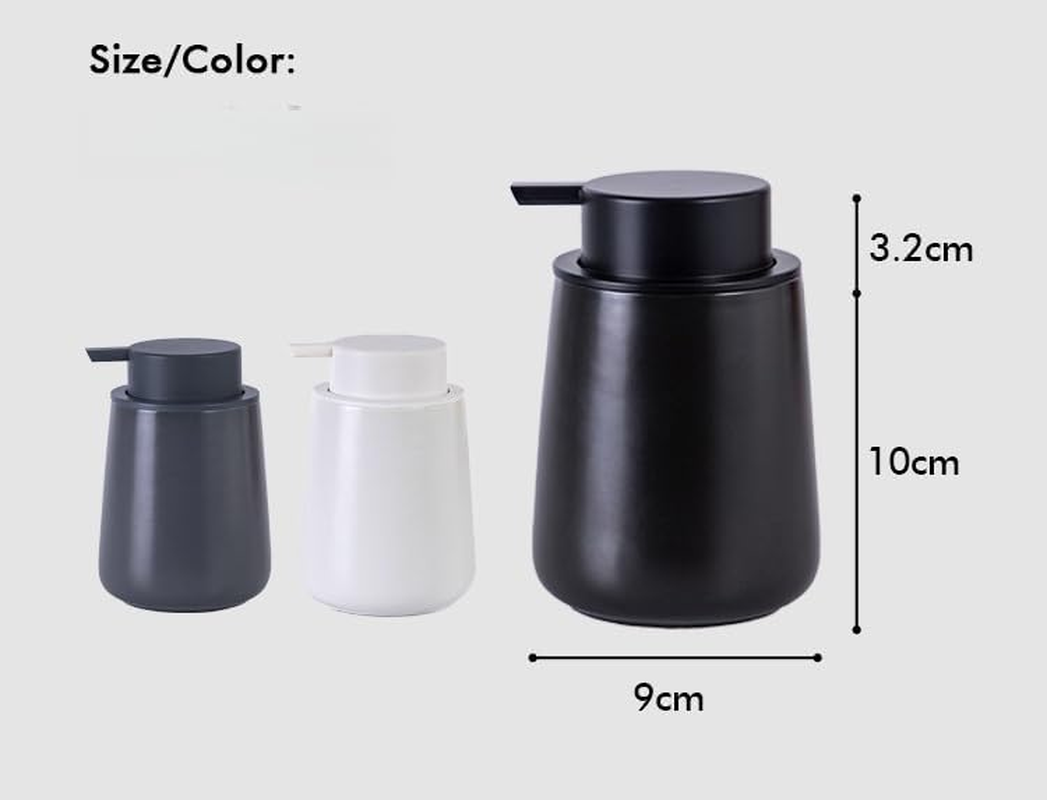 12Oz Black Soap Dispenser - Ceramic Lotion Hand Soap Dispenser with Easy-To-Press Pump, Refillable Liquid Hand Soap Dispenser for Bathroom, Dish Soap Dispenser for Kitchen （Lotion image number 4