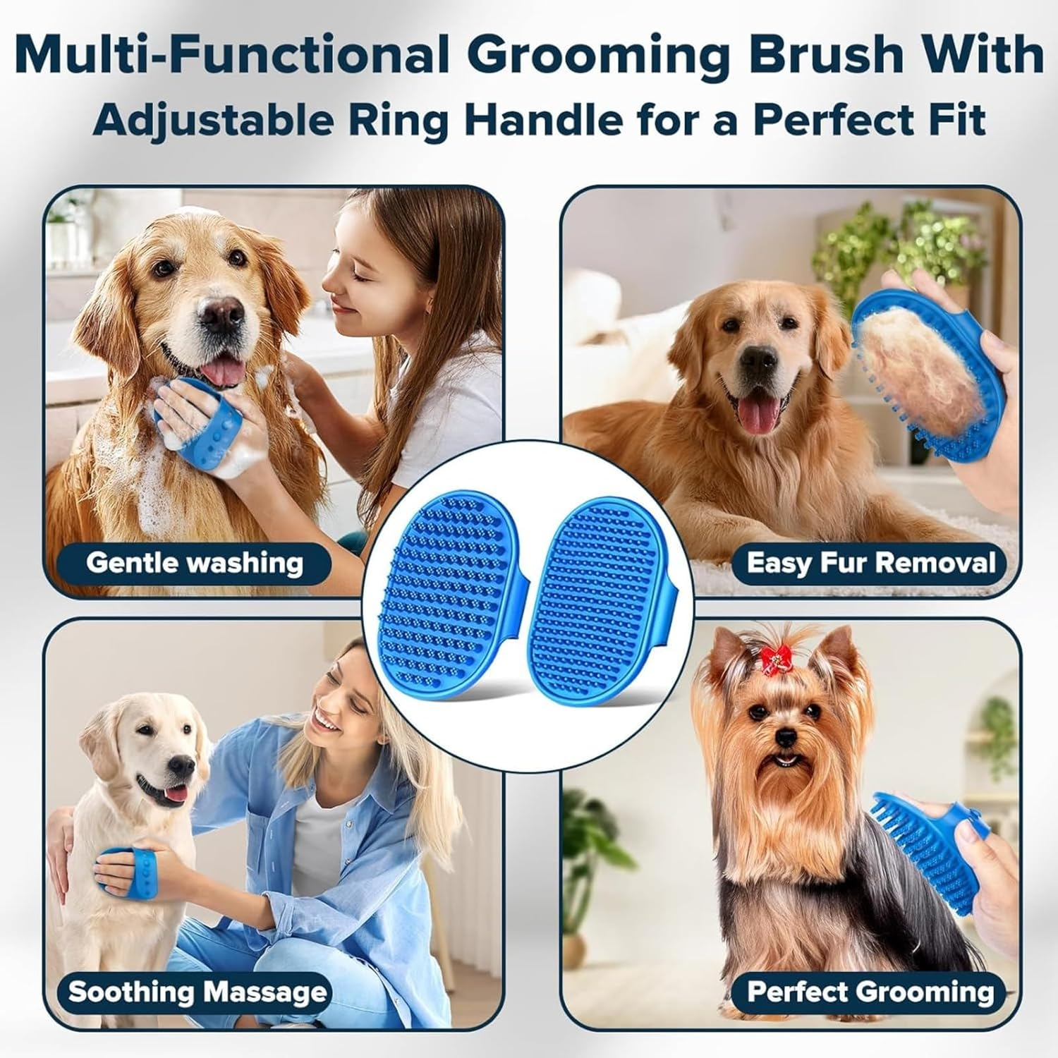 RYUREI 6PCS Pet Grooming Kit | Dog Washing Gloves & Brush | Dog Toothbrush Finger | Cat & Dog Bath Supplies image number 2