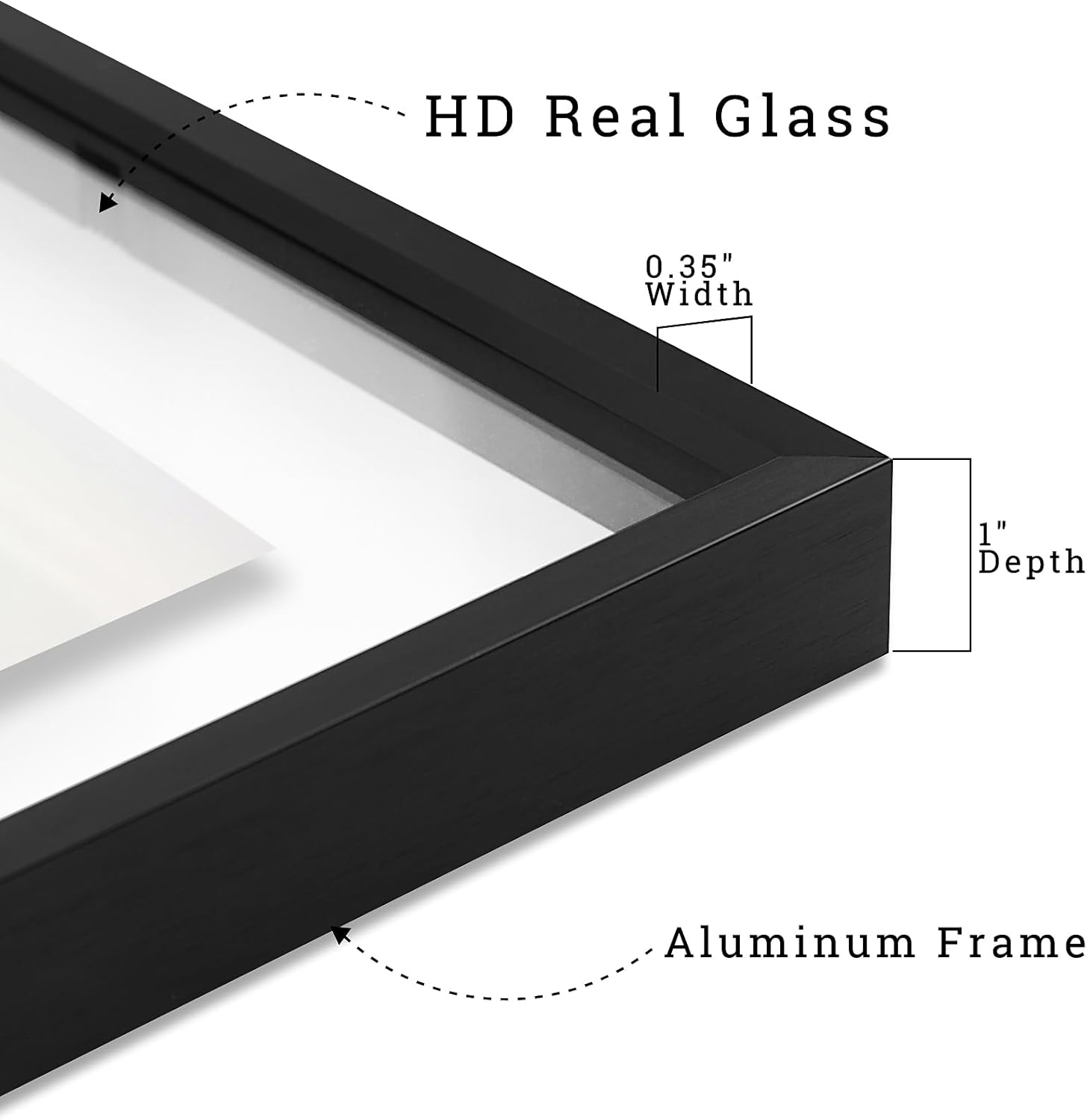 Frametory, Floating Picture Frame 8X10 - Black Aluminum Metal Photo Frame - Real Glass of Front - for Wall Mount Displays image number 4