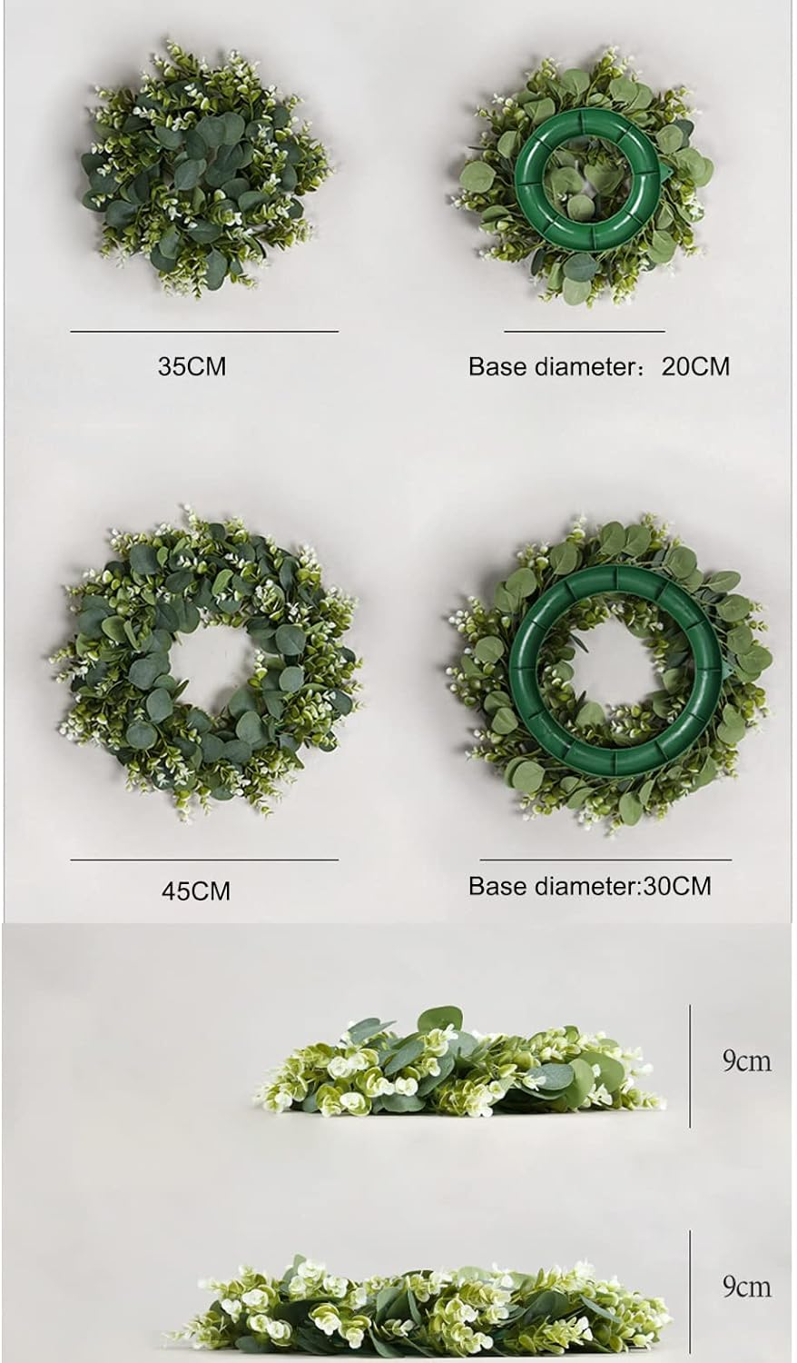 Eucalyptus Garland 17.78"Christmas Wreaths Entrance Decoration Farmhouse Wreath Wall Hanging Artificial Wreath Festival Home Decor for Front Door Wall Window Porch Patio Garden outside Decor image number 3