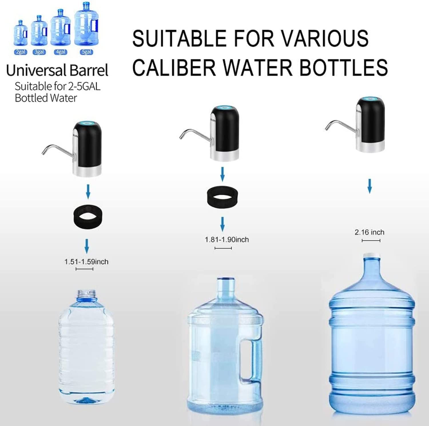 Electric Water Bottle Pump Dispenser Drinking USB Button Black Drinking USB Add More Bottle Compatibility