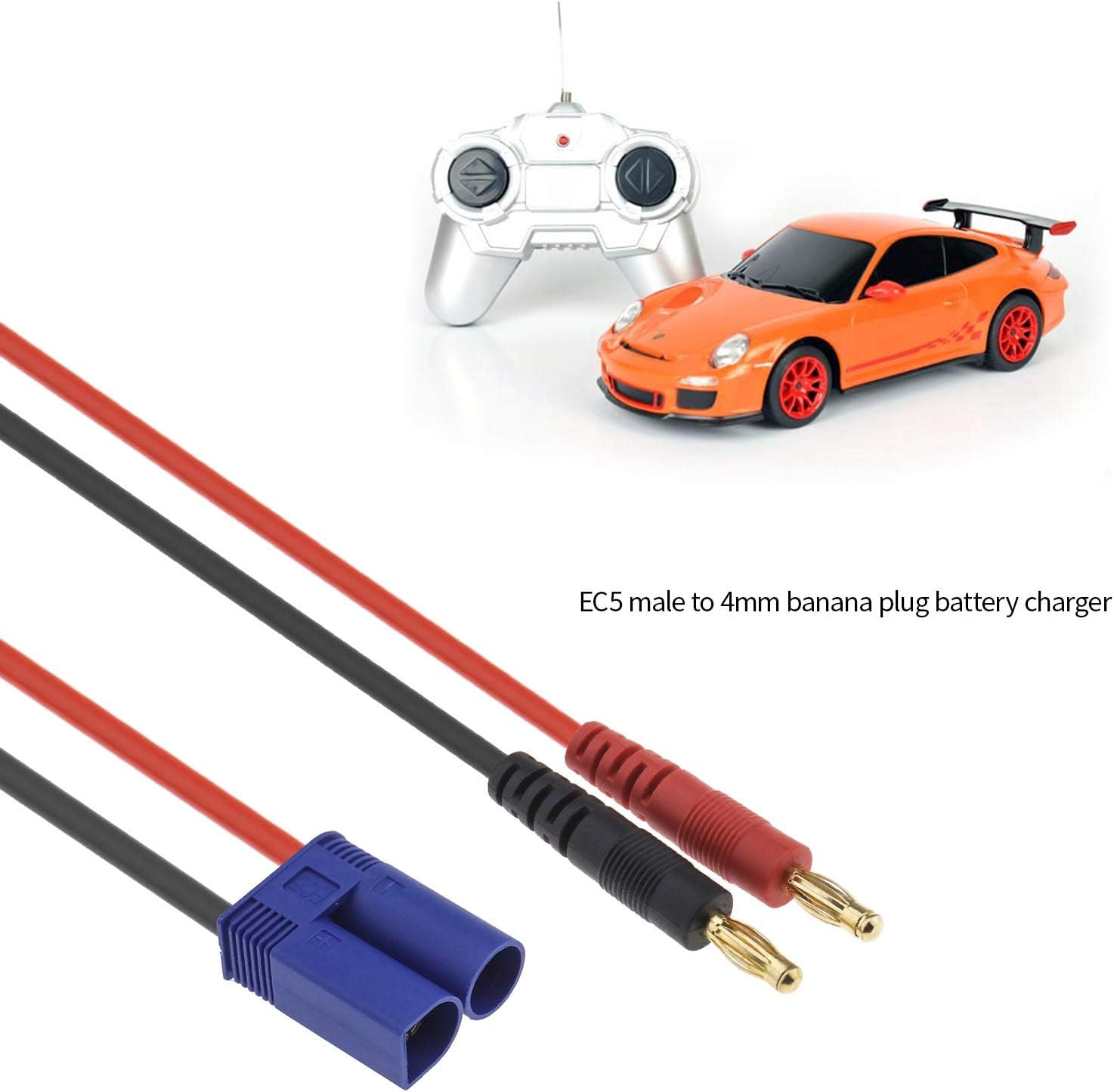 VGOL 2Pcs EC5 Plug to 4Mm Banana Charger Cable, Fit for RC Lipo Battery Charging - 12Inch(14Awg) image number 1