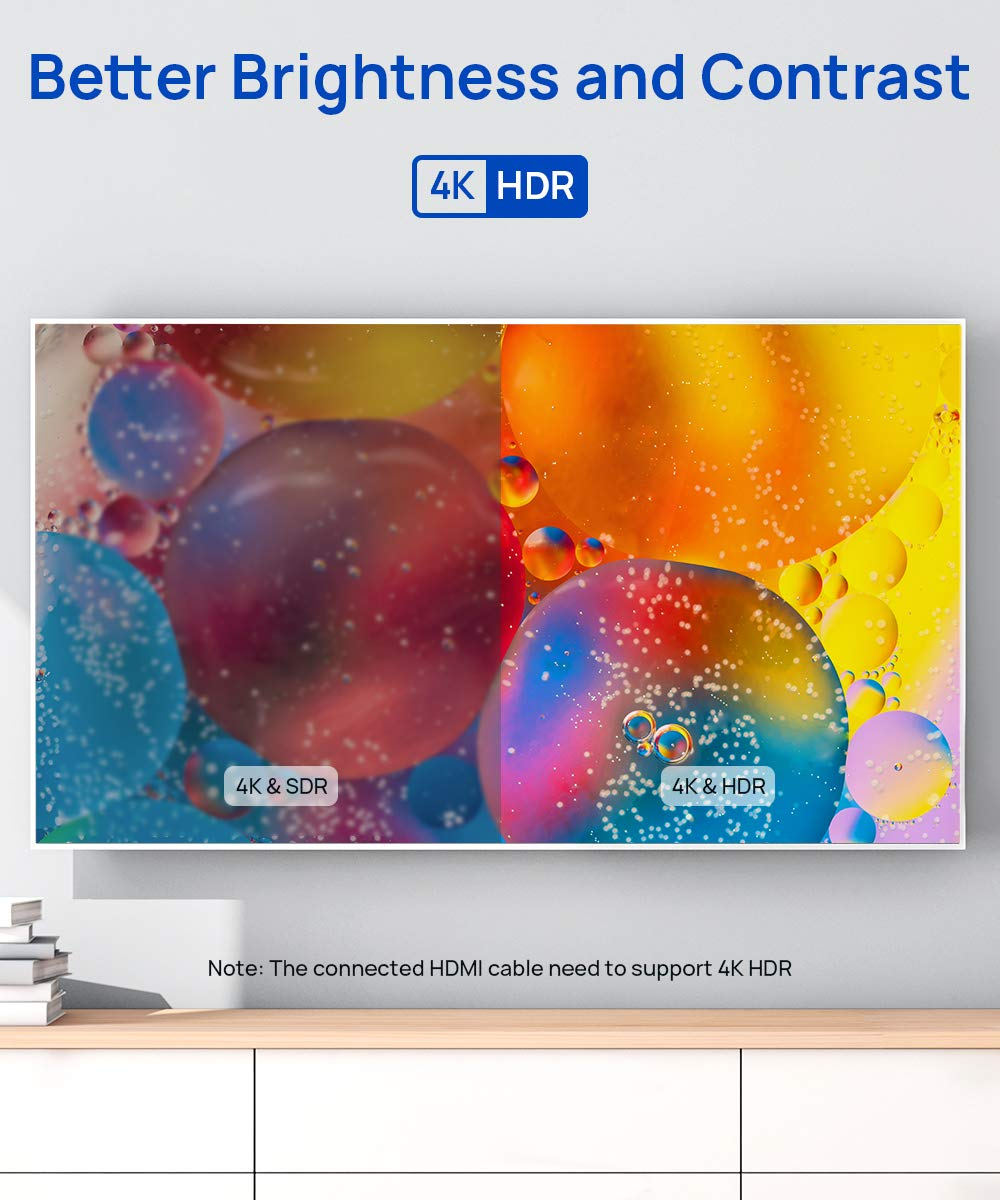 JSAUX HDMI Extension Cable 1M, 4K 60Hz High Speed HDMI Extender Cord Male to Female Adapter Connector (HDR HDCP 2.2), Compatible with Roku TV Streaming Stick, Bluray Player, HDTV, Laptop, PC - Red image number 3