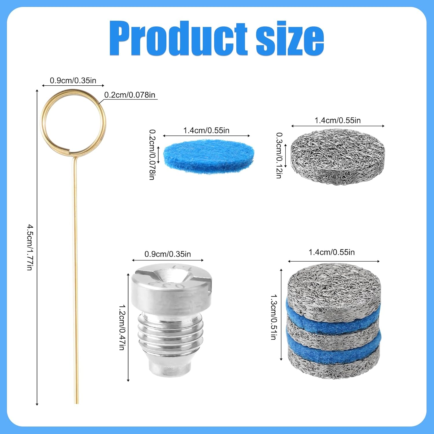 0.04In Foam Cannon Orifice Nozzle Tips, Universal Foam Cannon Nozzle 3000 PSI Foam Cannon Nozzle with 3 Foam Maker Mesh 2 Cotton Pads Cleaning Needle for Snow Foam Lance Replacement