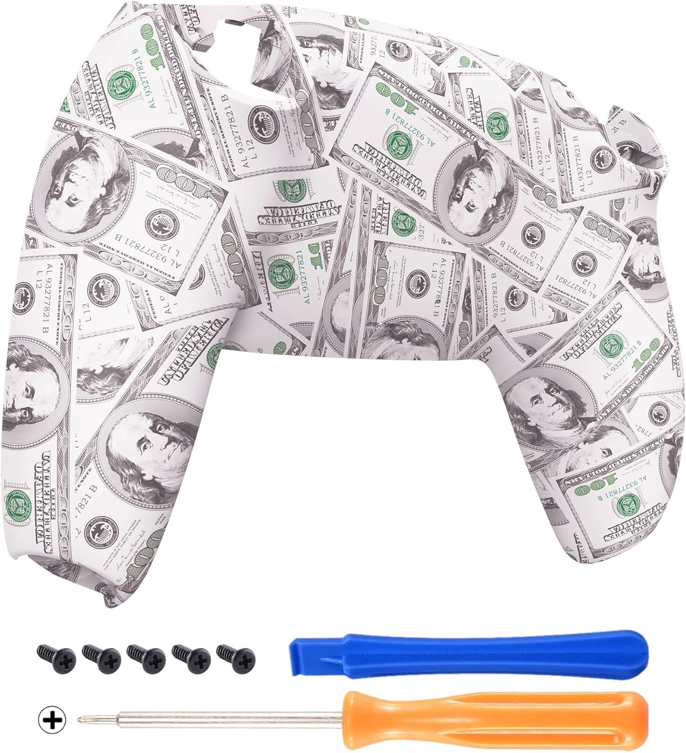 Extremerate Textured Green Non-Slip Custom Back Bottom Shell Compatible with Ps5 Controller, 3D Splashing Cover, Game Improvement Replacement Back Shell Cover Compatible with Ps5 Controller