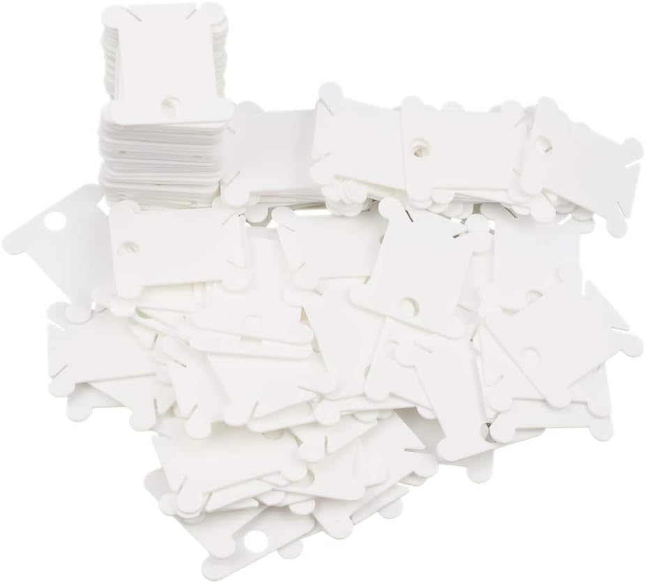 Plastic Floss Bobbins for Cross Stitch Embroidery Cotton Thread Craft Sewing Storage, Thread Cards, Friendship Bracelet Bobbins （White-120 Pcs ） image number 4