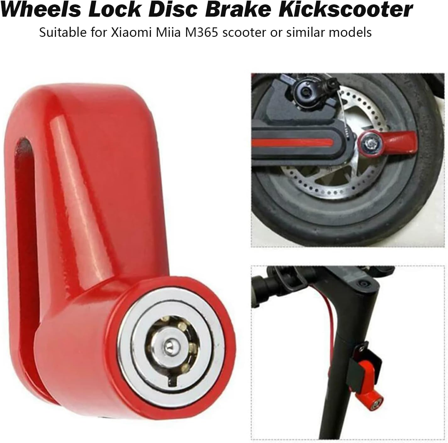 Electric Scooter Disc Brake Lock Scooter Steel Wire Lock for Mijia M365 / Motorcycle / Bicycle Rims Locker with Reminder Rope (Red) image number 5