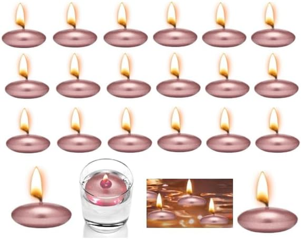 Pack of 20 Floating Candles Metal Candles Rose Gold Unscented Floating Candles Metallic 37 Mm Decorative Floating Candles for Wedding Pool Parties Spa Bathtubs Valentine'S Day Christmas Decoration image number 3