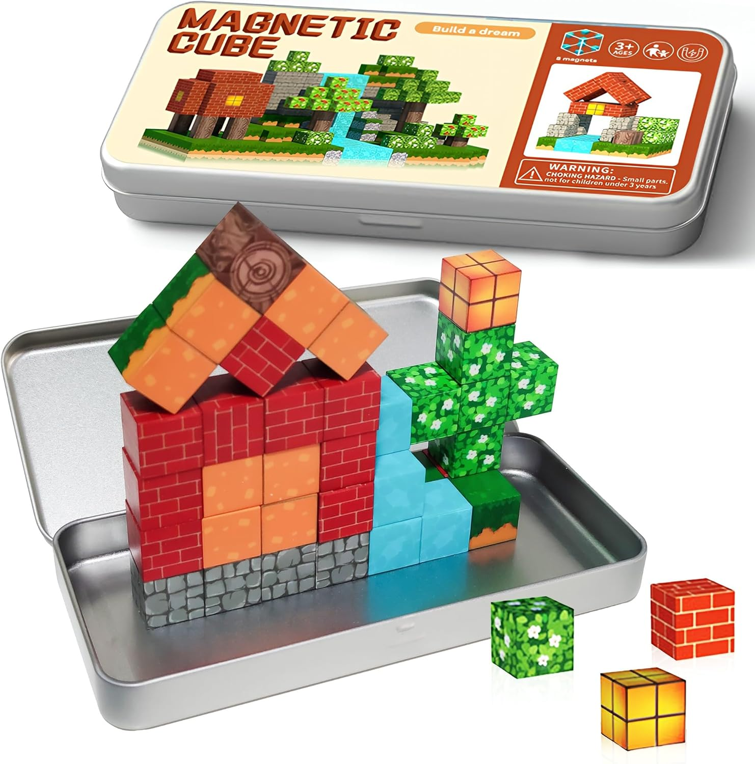 35PCS Mini Magnetic Blocks Travel Set&ndash; Travel Magnet Building Toys for Kids Ages 3-8, STEM Educational Construction Cubes with Portable Iron Box, Birthday Christmas Boys & Girls Gift image number 1