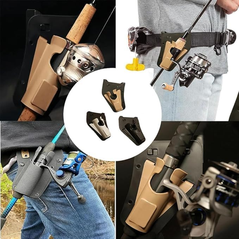 Slide-In Fishing Rod Hip Holster, Hands-Free Rod Holder for Fly & Bank Fishing, Quick Draw Waist Belt Inserte Pole Gear, Durable Adjustable Portable Fish Pole Holster with Stash Pocket (Black) - Black image number 5