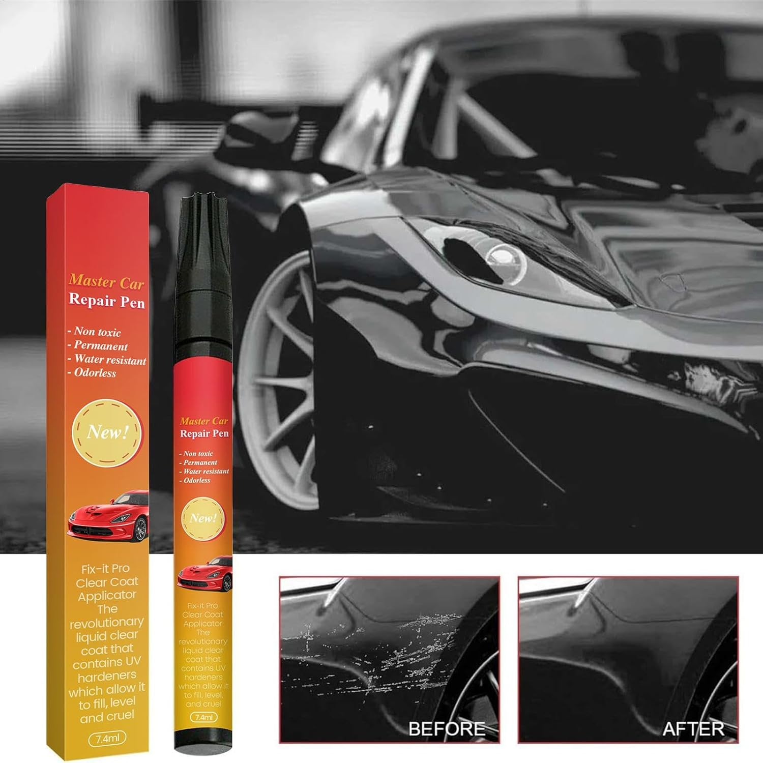 Auto Paint Repair Pen - 7.4Ml Weatherproof Touchup Paint Pen - Lasting Easy to Use, Automotive Repair Accessories for Deep Scratches image number 4