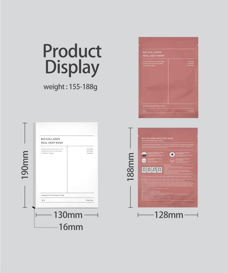 Bio-Collagen Real Deep Mask for Korean Skincare Hydrating Overnight Collagen Mask, Pore Minimizing, Elasticity Improvement, 34G X10Ea (2 Packs/10 Pieces) image number 3