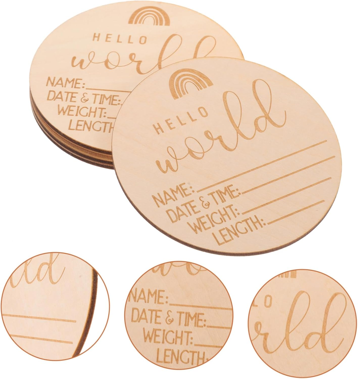 SECFOU 5Pcs Newborn Name Announcement Sign Cherished Shower Photo Props for Memory Recording Design Keepsake Cards for Parents image number 2