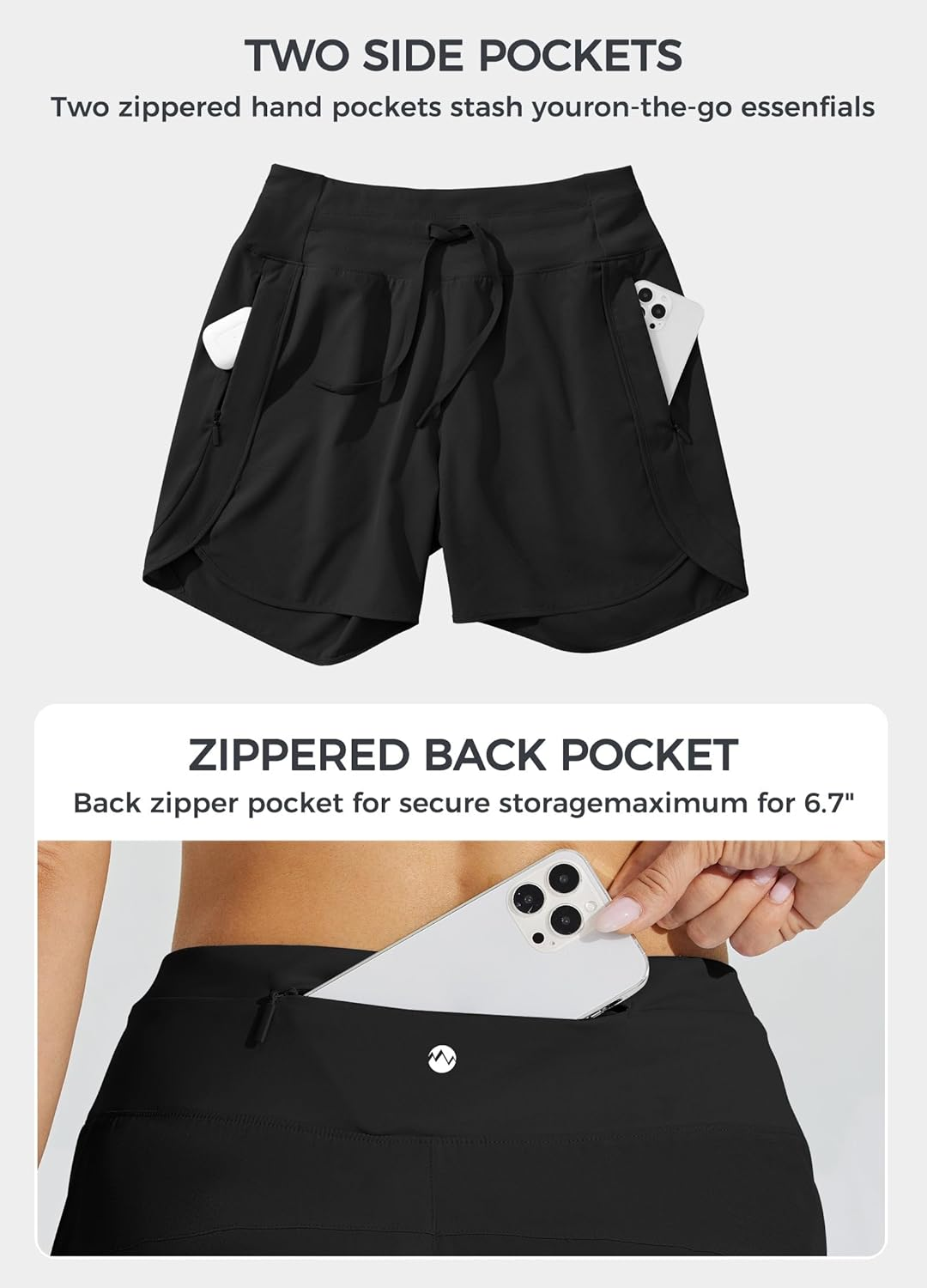 WILLIT Women'S 7" Athletic Running Shorts Long Workout Hiking Shorts Quick Dry High Waisted Active Shorts Zipper Pocket image number 6