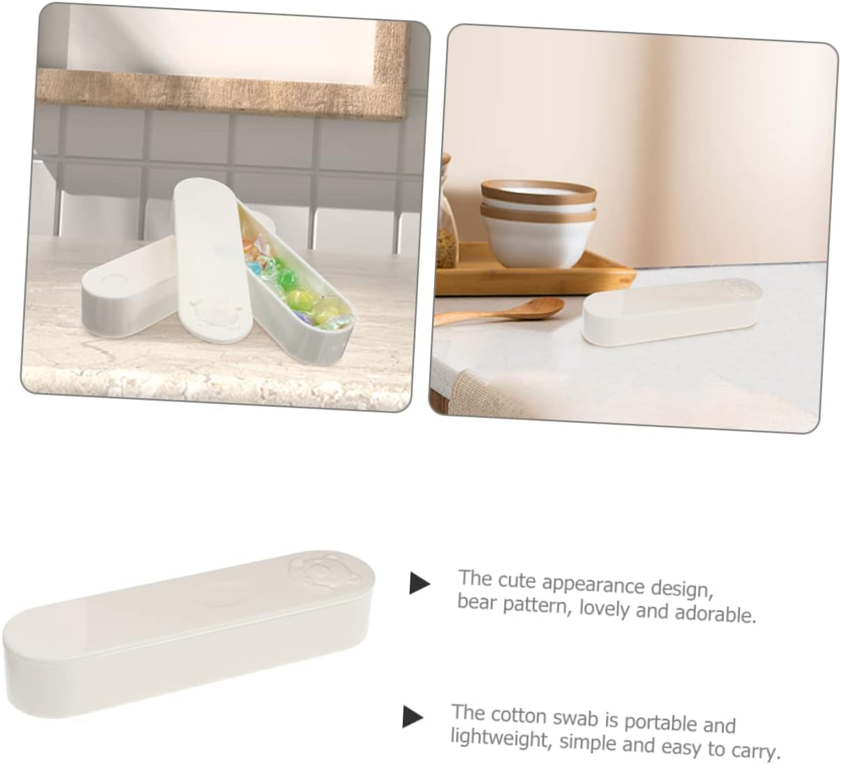 Minkissy Mini Cotton Swab Box Travel Case Bear Pattern Organizer for Toiletries image number 5