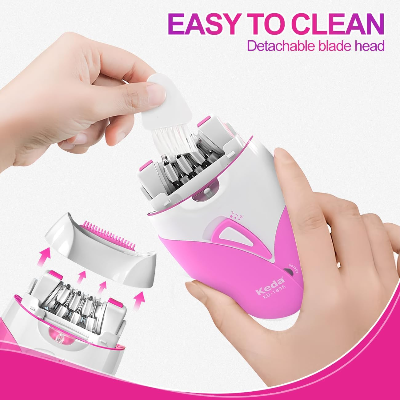 Epilator for Women,Cordless Electric Epilators with LED Light,Rechargeable Hair Removal Device with 21 Tweezers and 2 Speed Settings,Facial & Body Hair Remover for Women/Men/Girls image number 4