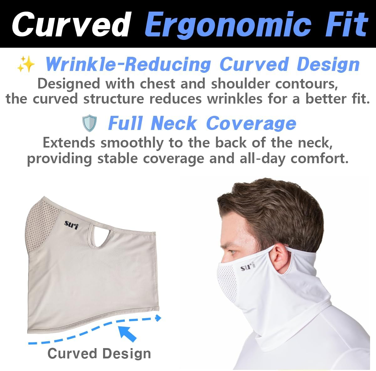 SUIGOLF KOREA (Type E) UV Sun Protection Balaclava Half Face Mask - for Golf, Hiking, Running, Cycling & Outdoor Sports