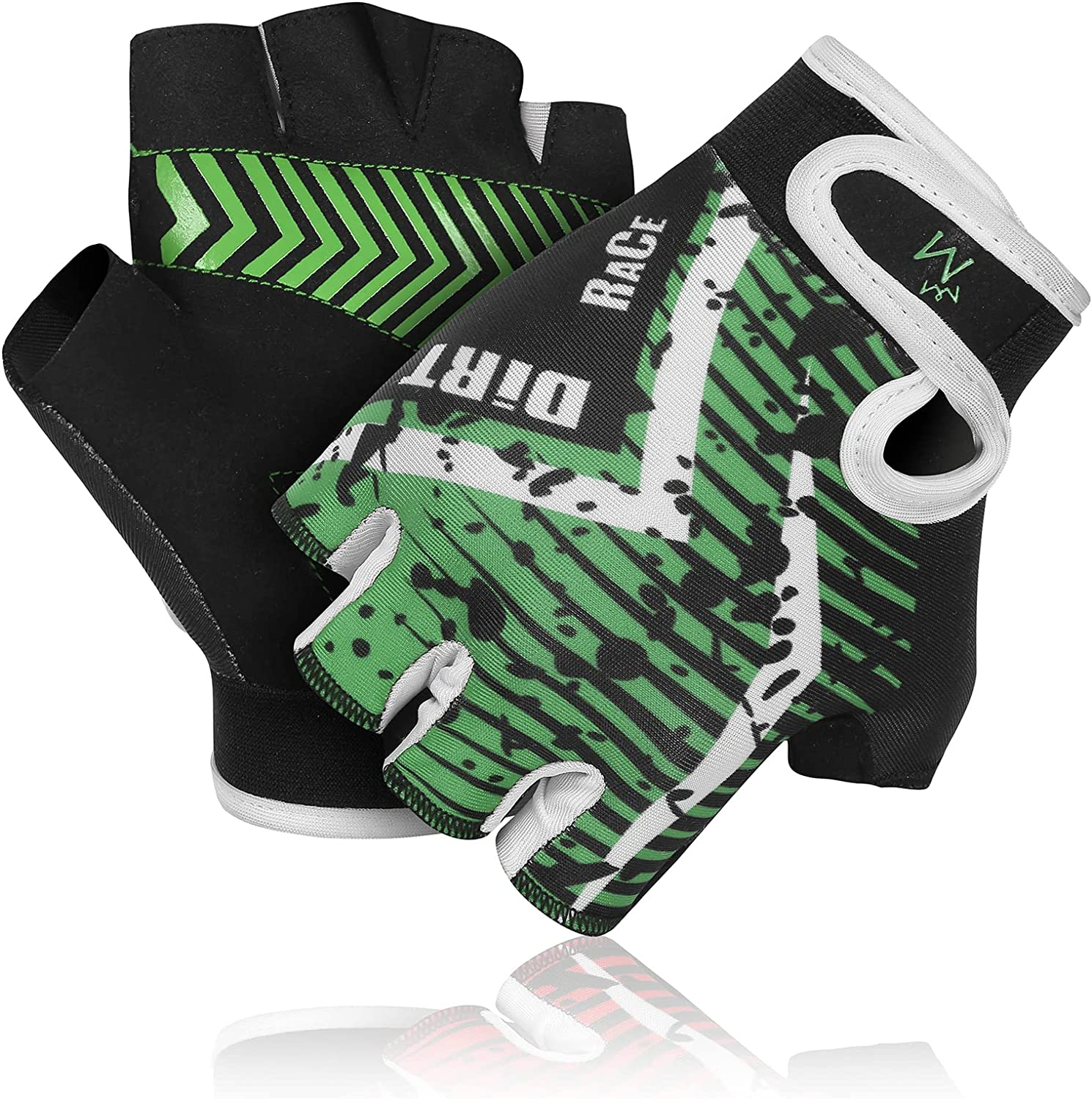 Cycling Gloves for Kids Half Finger Gloves for Children Bicycle Outdoor, Gym Gloves for Junior Toddler Boys Girls for Riding Biking Sports Gloves Are Non-Slip, Colors in Blue Pink Green Red Yellow, Youth Age 2-10 image number 4