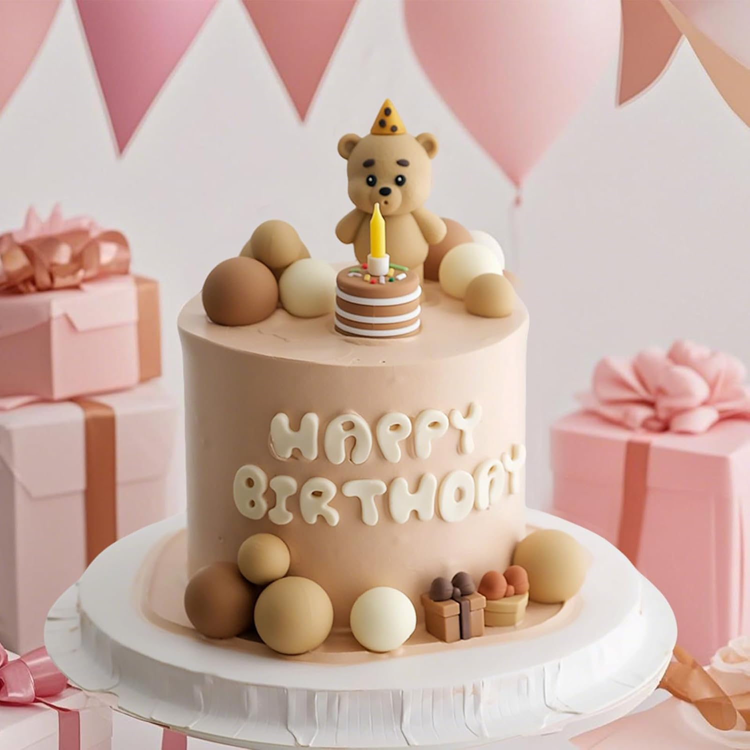 Jungle Animal Cake Decorations - Wild Animal Cake Toppers with Koala, Bee or Bear for Kids Birthday Party, Cupcake Toppers for Jungle Theme Party Supplies (Brown) image number 4