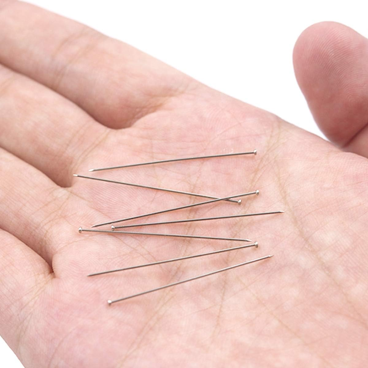 1600 Pieces 26Mm Silver Stainless Steel Straight Silk Pins for Hijab, Dress Making, Quilting, Jewelry & Craft image number 1