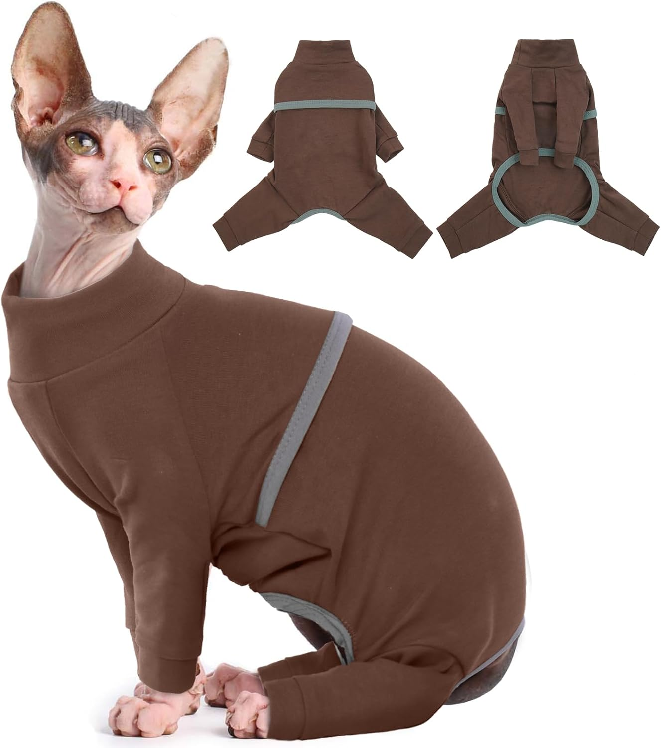Hjyokuso Sphynx Cat Clothes, Breathable Soft Cat Jumpers for Cats Only, Cat Coat with Four Legs, Cat T-Shirt, Warm Cat Sweaters, Cat Pajamas Jumpsuit Vest for Sphynx, Cornish Rex, Devon Rex,Peterbald