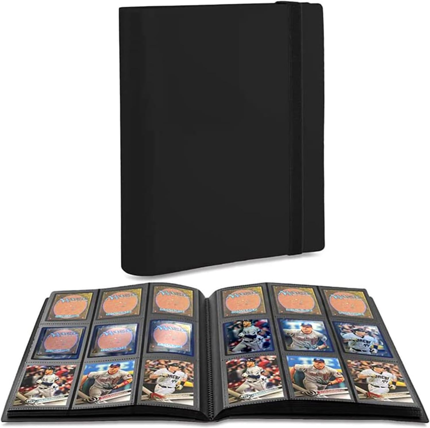 Trading Card Binder Holder, Basketball Card Album Compatible with Yugioh MTG Cards, 9 Pocke Card Album, TCG Book Best Display Protection Trading Cards - Put up to 540 Cards(Black)