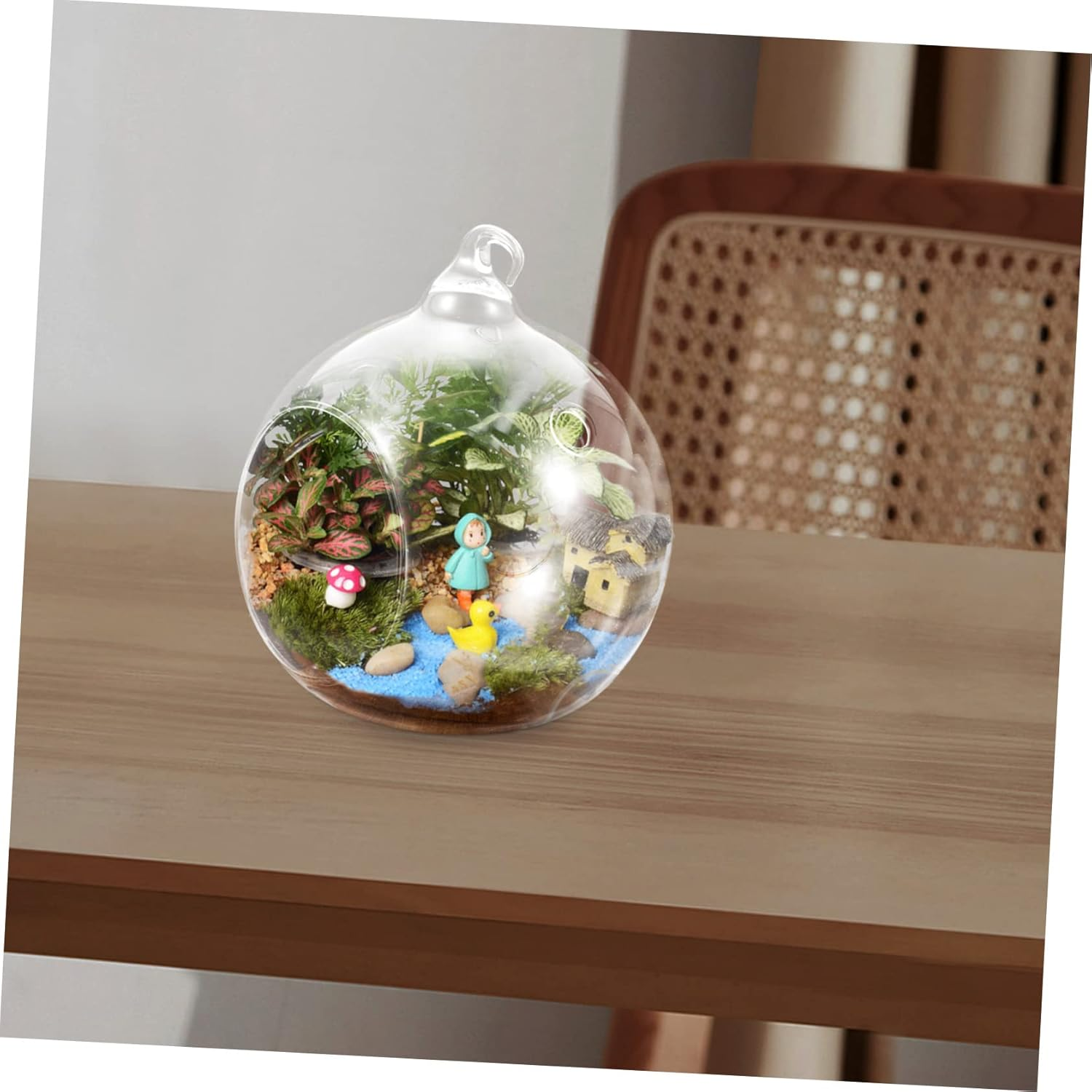 Outanaya Glass Hanging Vase 2 Pack with Dual Holes Indoor Hanging Terrarium for Air Plants Succulent Propagation Home Garden Patio Decoration image number 6