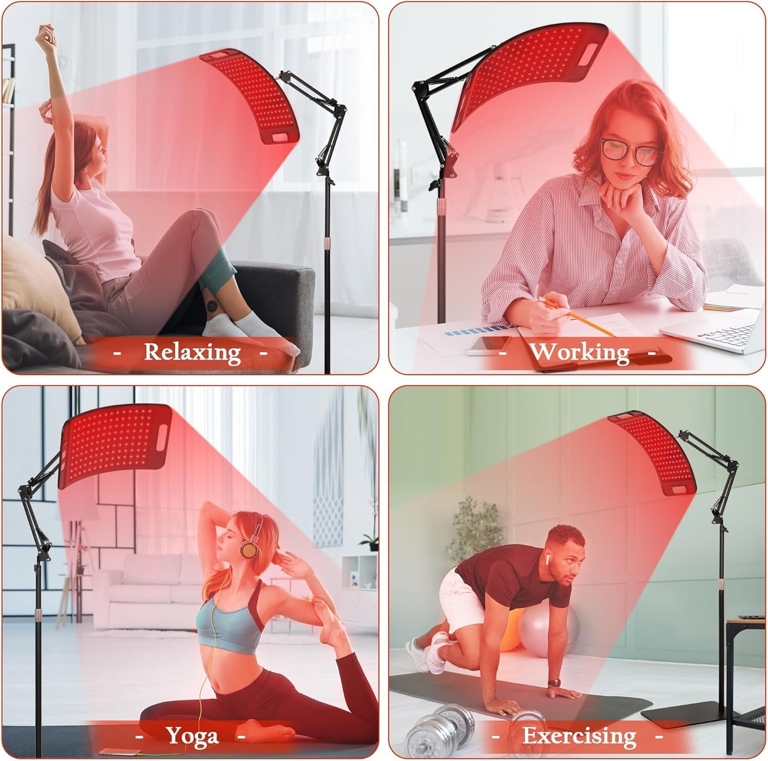 Red Light Therapy Device for Face & Body, 660Nm Red Light 850Nm near Infrared Light Therapy Lamp with Adjustable Stand, Home Use Portable Red Light Lamp for Skin & Muscle Relaxation image number 6