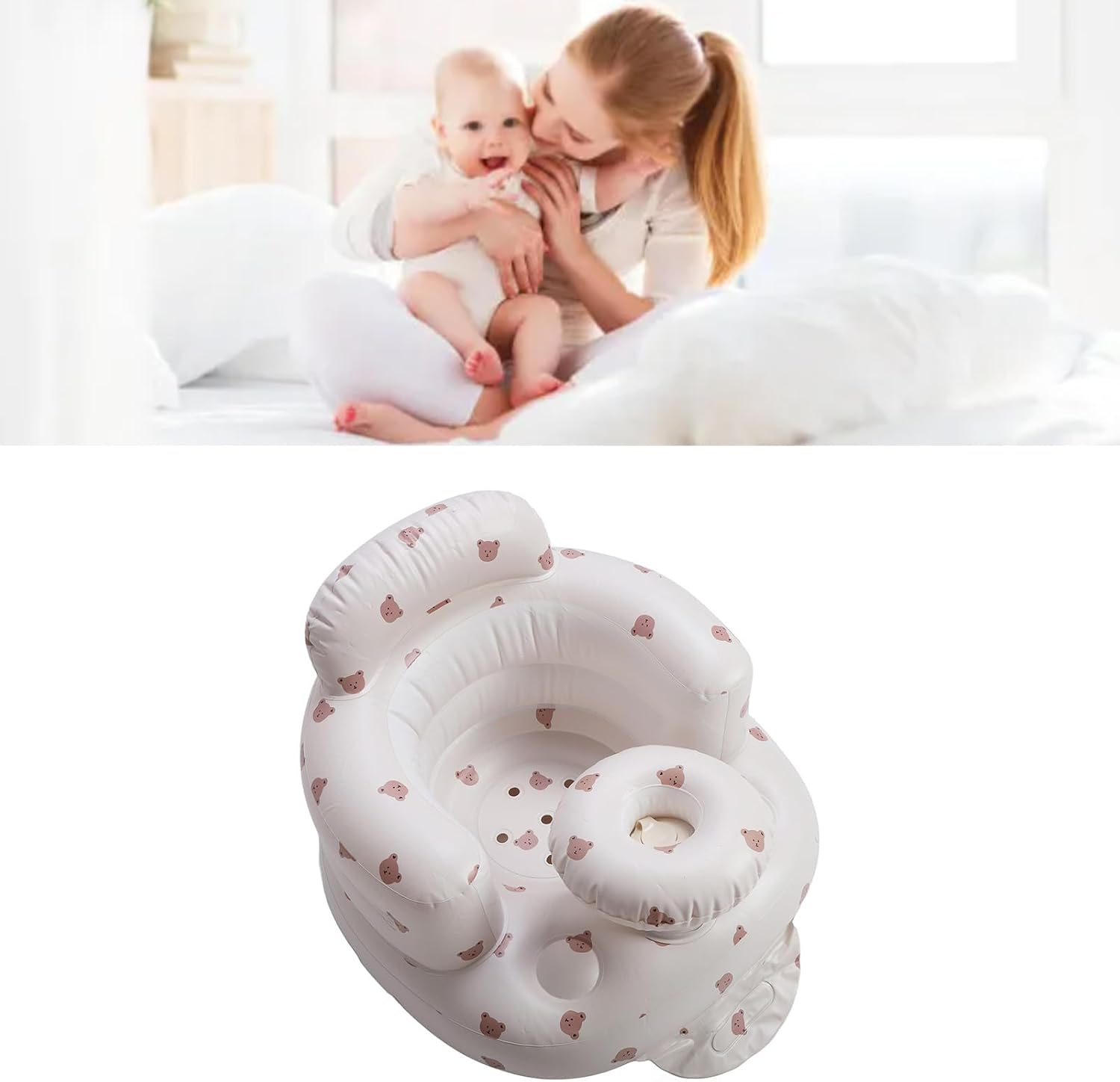 Baby Inflatable, Infant Back Support Sofa with with Tray Air Pump and Storage Case, Sitting up Toddler Chair for Babies 3 Months and Up