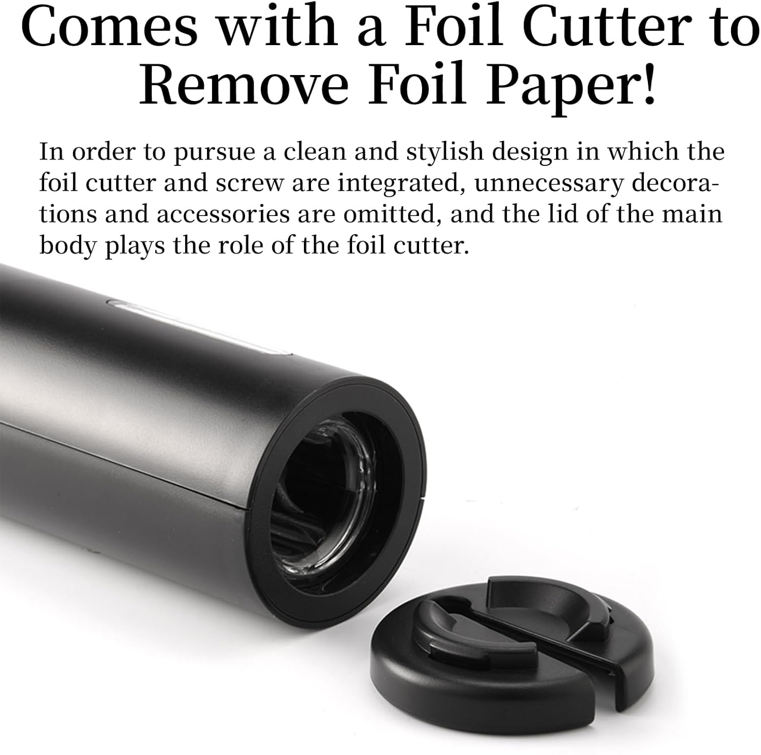 Electric Wine Opener, Battery-Powered, Cork Puller, Foil Cutter Included, Simple Design, Effortless and Enjoyable Wine Cork Removal, Convenient Wine Accessory, Best Choice for Wine Lovers(Black) image number 3