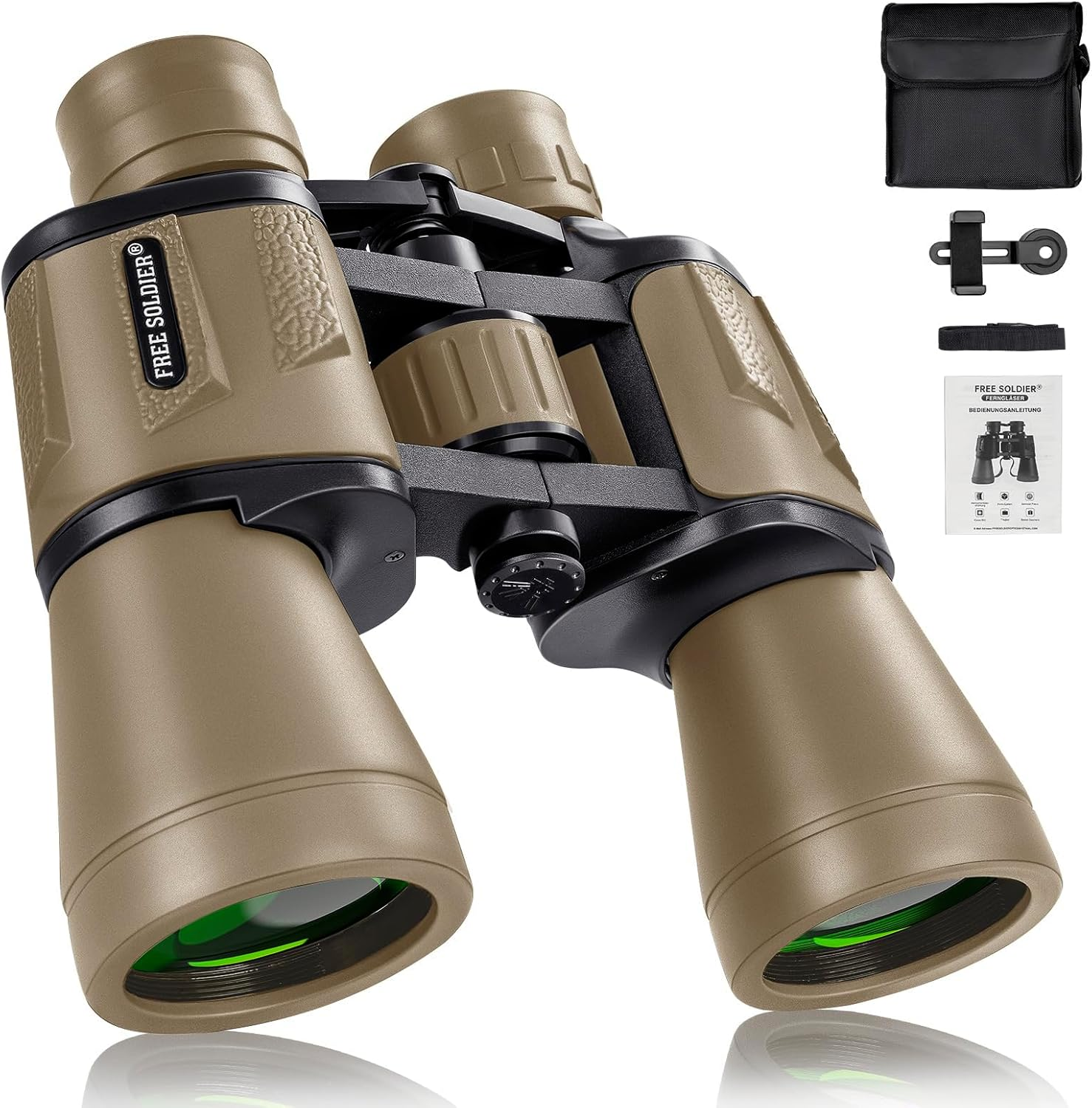 20X50 Military Binoculars for Adults with Smartphone Adapter - Compact Waterproof Tactical Binoculars for Bird Watching Hunting Hiking Concert Travel Theater with BAK4 Prism FMC Lens, Mud image number 2