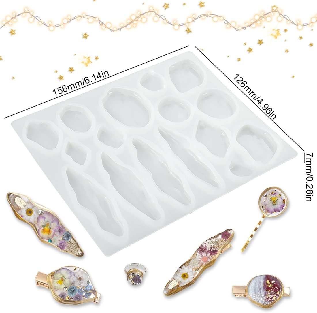 Voyyphixa Hair Clips Silicone Moulds Epoxy Resin Hair Pin Epoxy Resin Moulds with 16 Hair Clips Jewellery Resin Casting Moulds Hair Clips Resin Mould for DIY Key Ring Bookmark (16 Hair Clips) - Hair Clips Mold image number 2