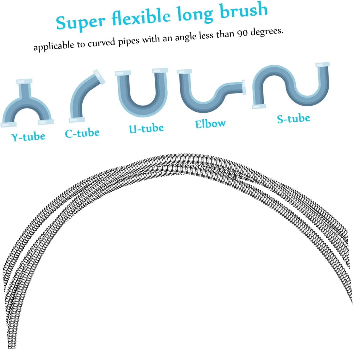 Healvian 2Pcs Drain Unclogger Tools Long Wire Flexible Tube Baseboard Crevice Brush for Kitchen Drain Cleaning image number 1