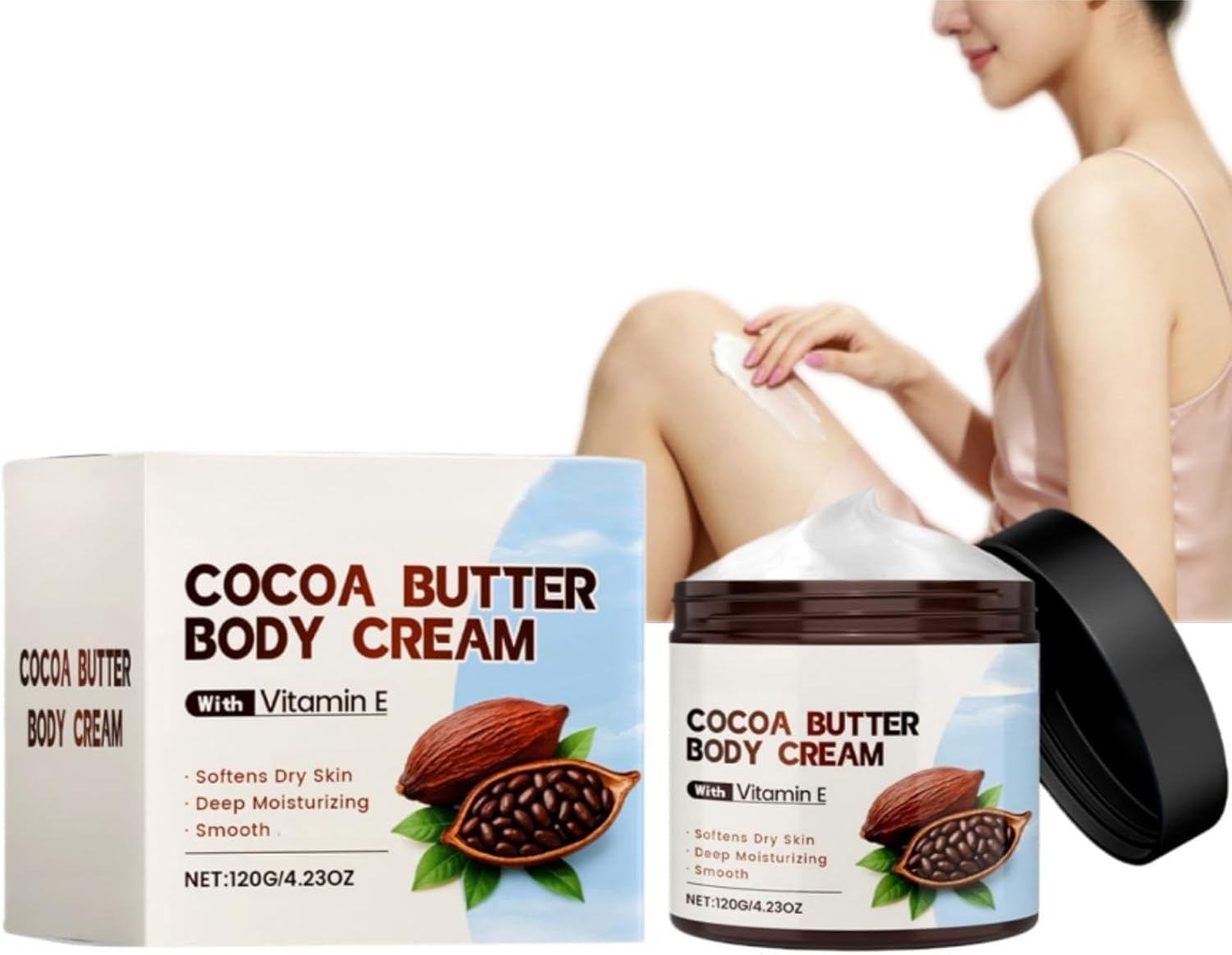 Cocoa Butter Face & Body Cream，Vitamin E Cream，Mens Skin Firming Body Lotion for Extremely Dry Skin, Cocoa Bodys Butter&Deep Nourishing Serum for Women, Skins Tightening Creams for Bodys (3)