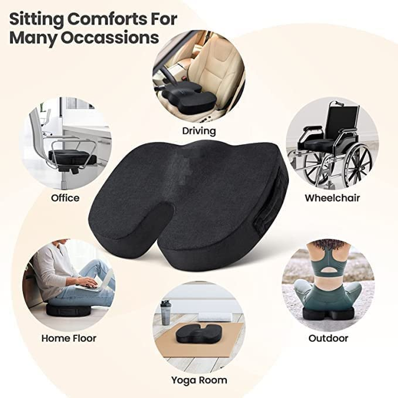 Lauriash Seat Cushion,Coccyx Car Seat Cushion for Office Chair, Desk Chair & Car Driving - Premium Heat Sensitive & Durable with Non Slip Bottom Memory Foam Sitting Pillow - Home Office Chair Cushion