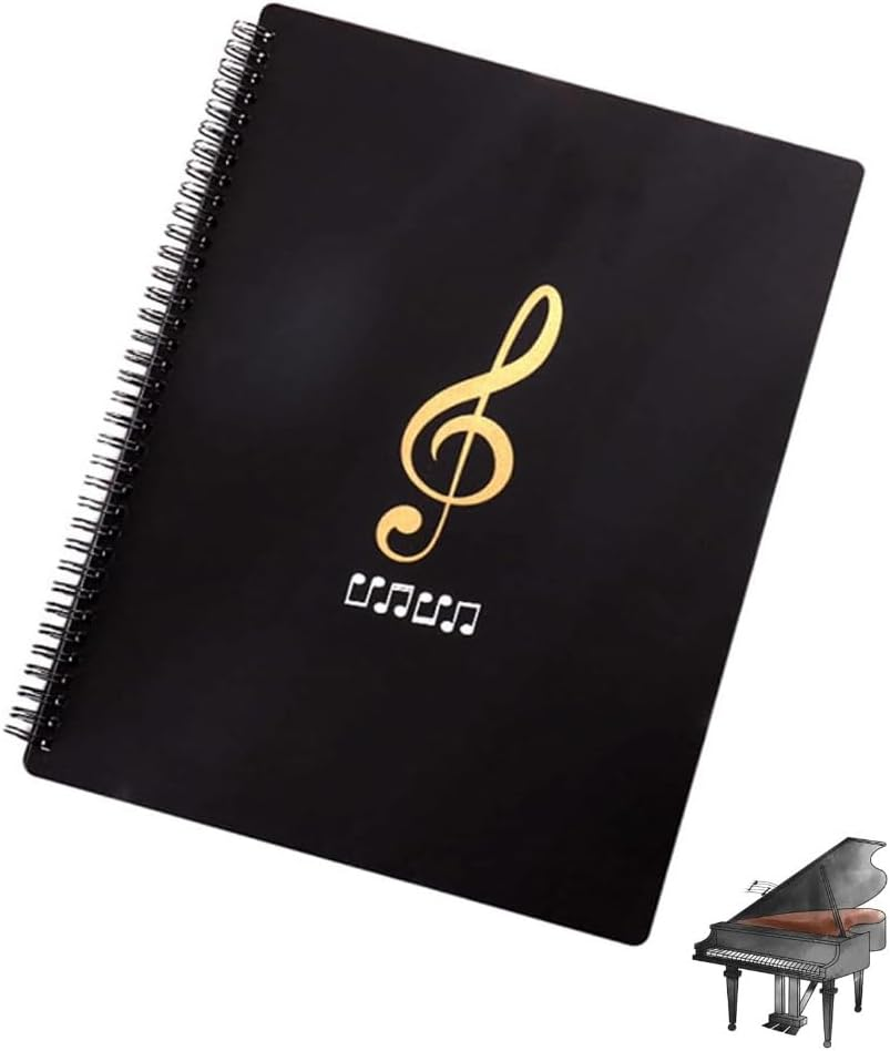 Armastuse Sheet Music Folder,50 Pages Capacity, Sheet Music Binder, Spiral Binder Organizer for Sheet Music Storage (Black)