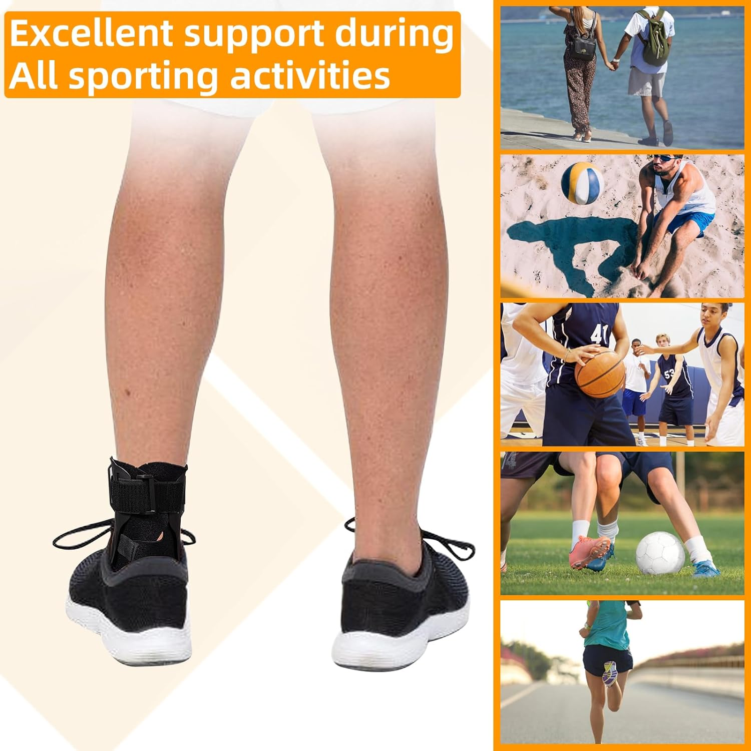 Ankle Brace with Arch Support Adjustable Ankle Stabilizer Brace Compression Sleeve and Plantar Splint Pain Relief, Perfect for Volleyball, Basketball, and Walking (S) image number 3