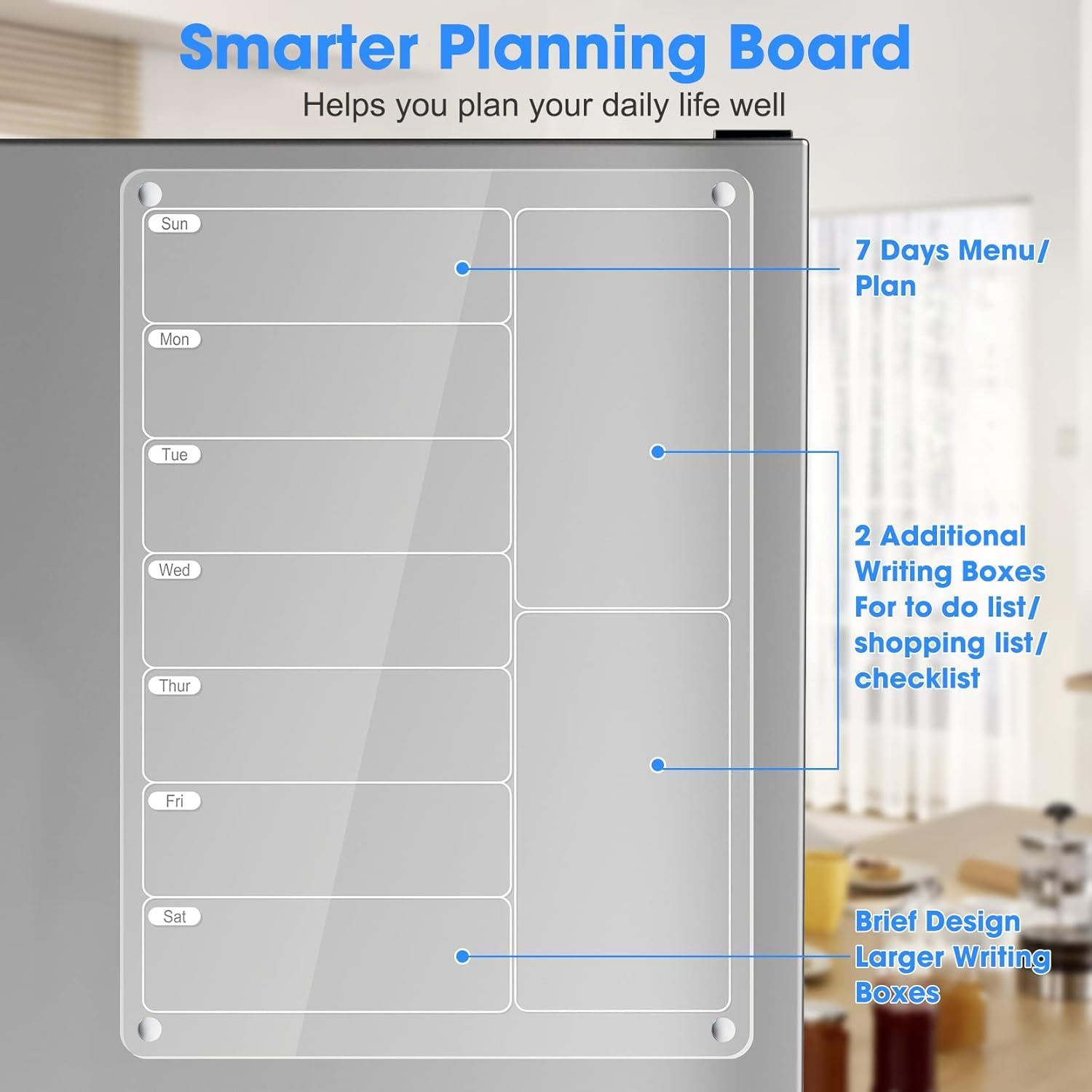 True Arc Acrylic Meal Planner Magnetic Menu Board with 8 Markers, Clear Weekly Calendar Planning Board Noteboard Refrigerator Dry Erase Board to Do/Grocery/Shopping List/Chore Chart image number 5