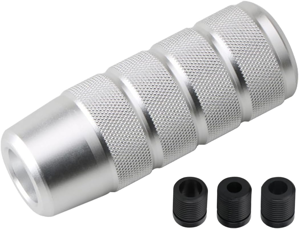 Osilly 95Mm/3.74" Car Shifter Knob, Aluminum Weighted Automotive Gear Shift Manual Knobs Lever with 3 Threaded Adapters M8 M10 M12 X 1.25, Universal for Vehicle（Silver） image number 5